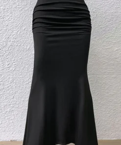 Ruched Maxi Trumpet Skirt