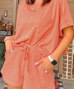 Alternative view of Texture Short Sleeve Top and Shorts Set